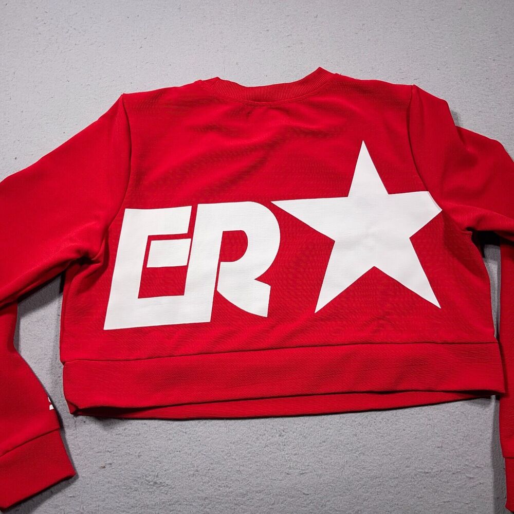 Starter‎ Sweatshirt Women XL Crop Sweater Red SPELLOUT Long Sleeve - Picture 9 of 10